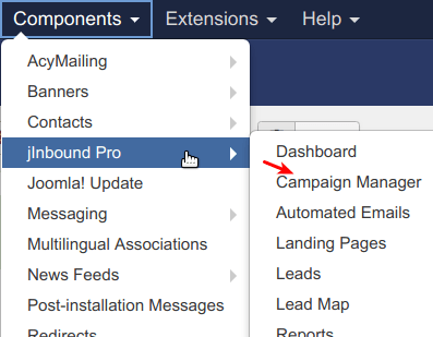 Go to Components > jInbound > Campaign Manager