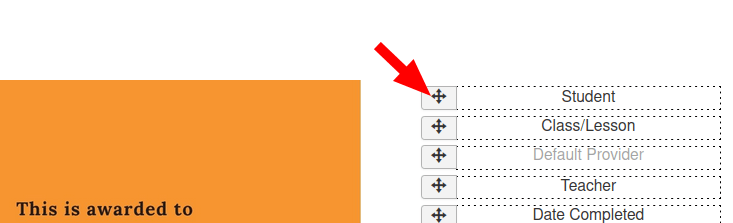 point your mouse to the cross icon of the student data field