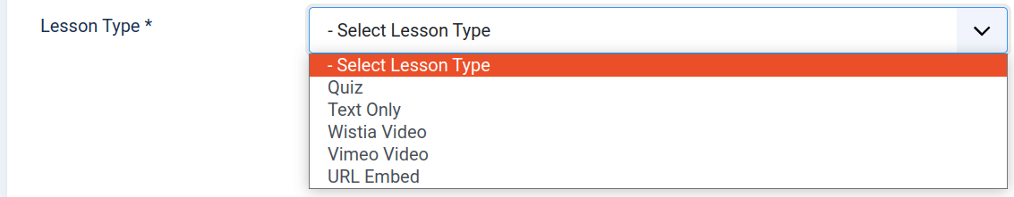 the available lesson types