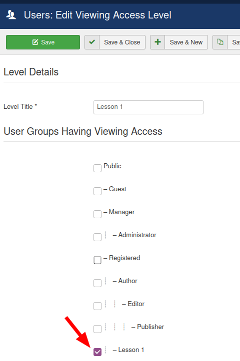 assign user groups to required access level