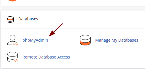 phpMyAdmin link