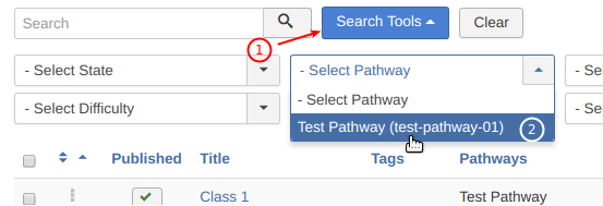 click search tools select a pathway