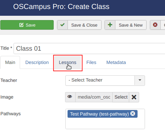 02 click lessons tab