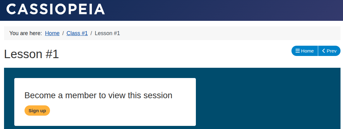 Restricted OSCampus lesson displaying a Sign up button