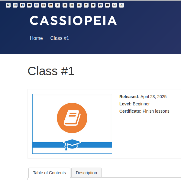 Class front-end page