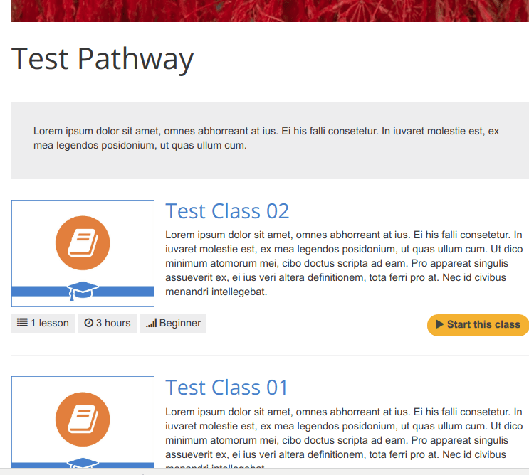 list of classes of a single pathway