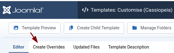 the create overrides tab