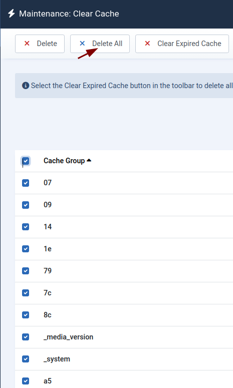 the delete all button