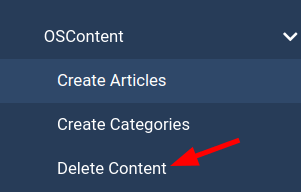 the delete content menu