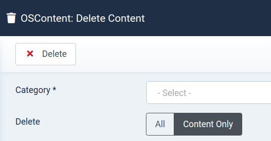the delete content screen