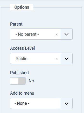 the options pane