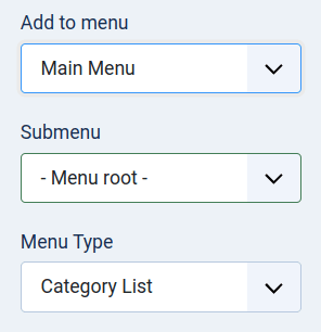 the menu and layout options