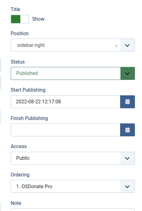 the joomla core inherited parameters