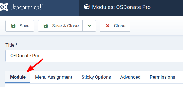 the module tab