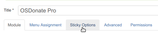 click the sticky options tab