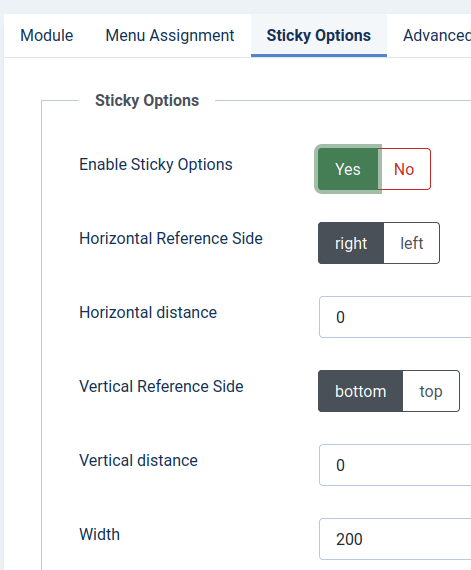 the settings to fix the module