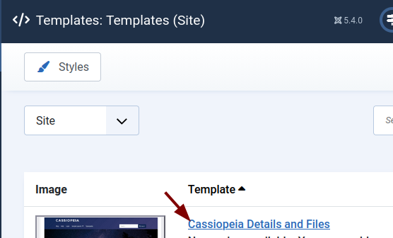 the template details and files link