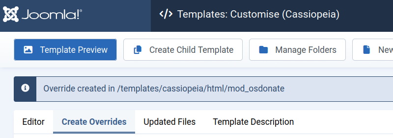 the override created message