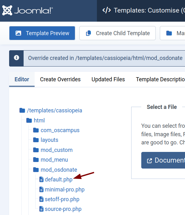 the default php link