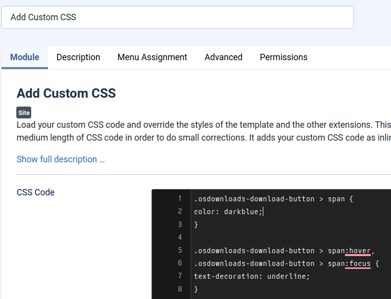 Custom CSS for text link styling