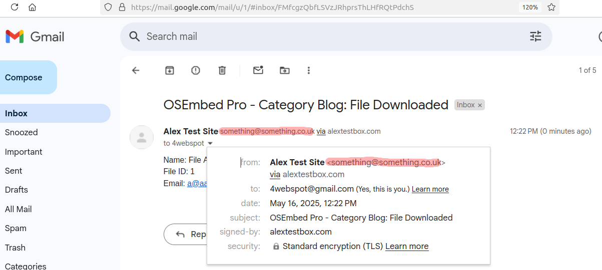 the email header