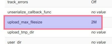 locate the upload max filesize
