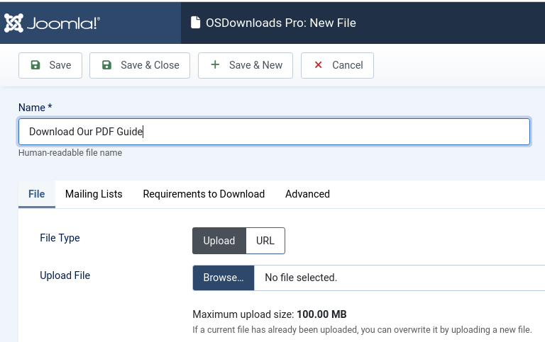 upload and url options