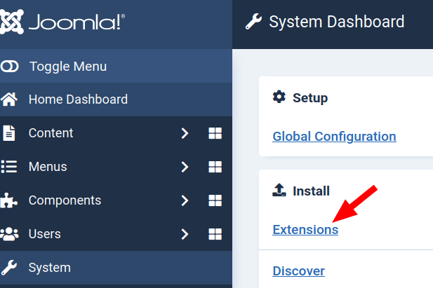 Go to System > Install > Extensions