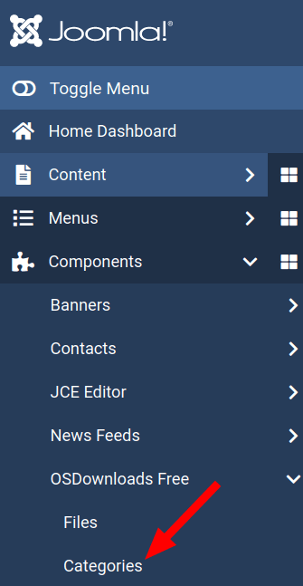 Go to Components - OSDownloads > Categories