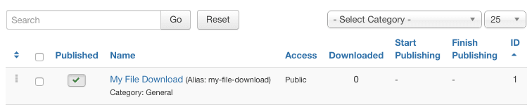 id number for a Joomla PDF file