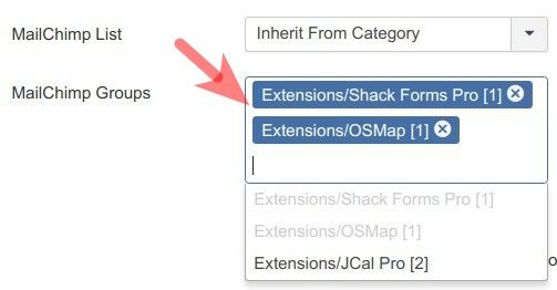 selected mailchimp groups