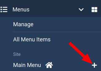 click the plus icon to create a menu item