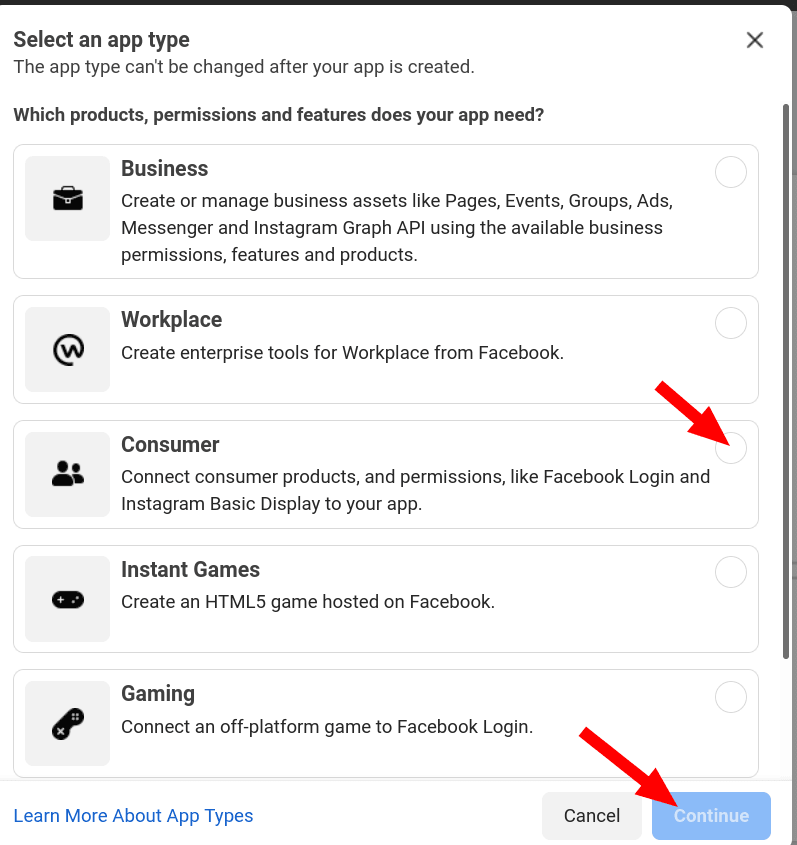 click consumer and click continue