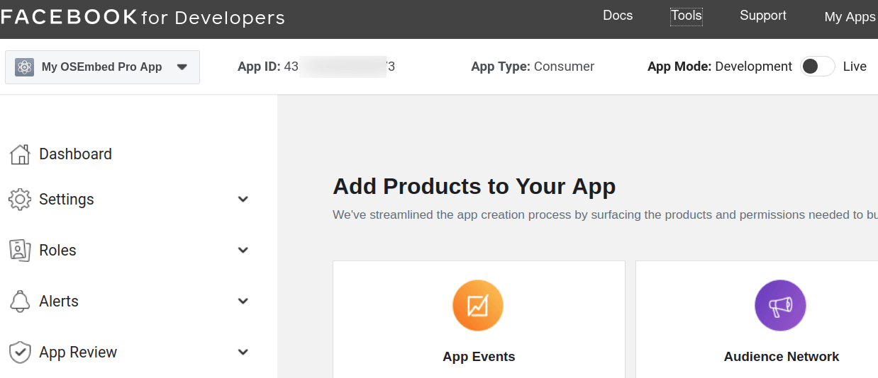 facebook app created