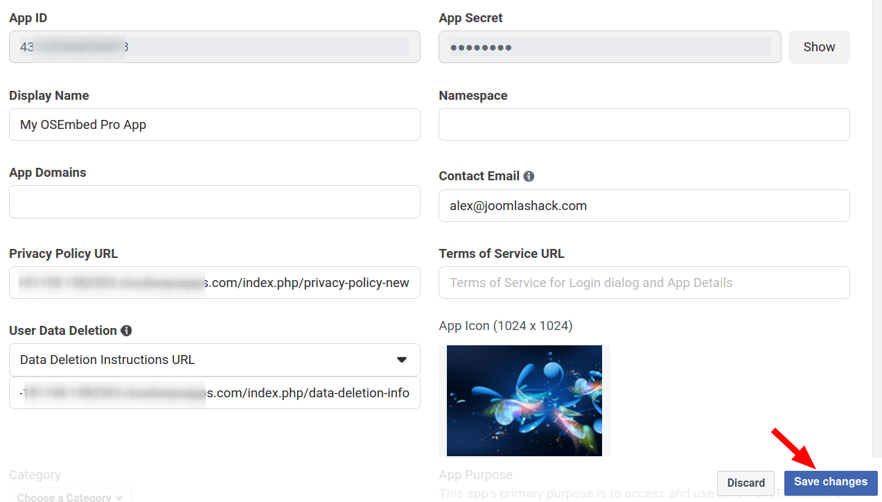 click the save changes button
