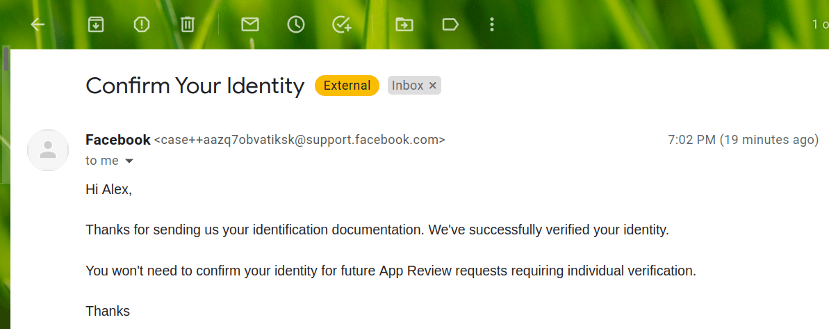 the conirmation email
