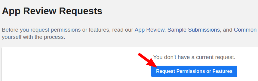 click request permissions or features