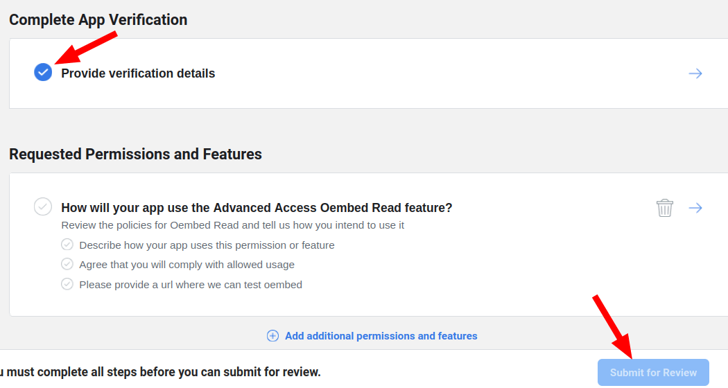 the complete app verification box has a checkmark