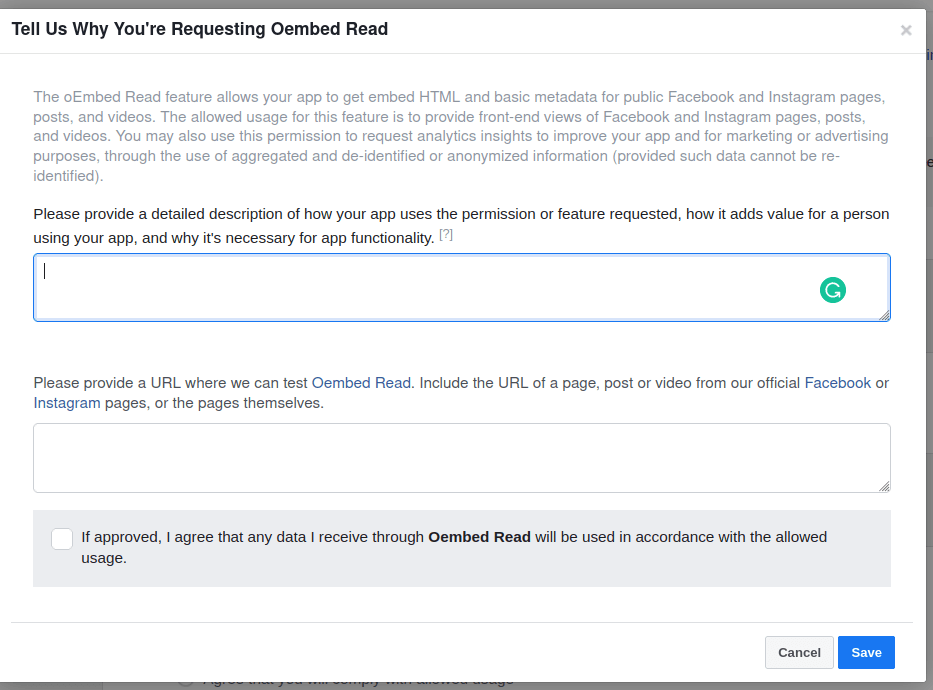 the tell us why you are requesting oembed read box