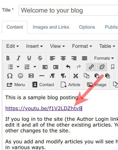 url displayed as text in editor