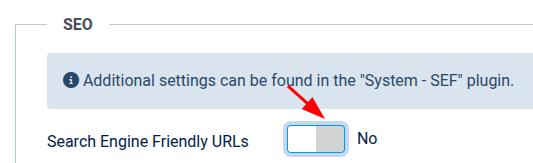 the SEF URLs setting