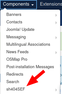 go to components sh404sef