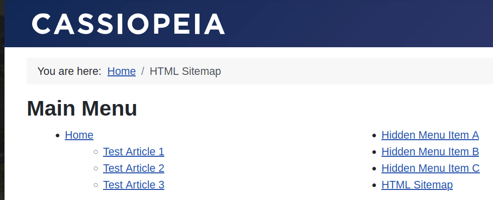 Sitemap page two-column layout