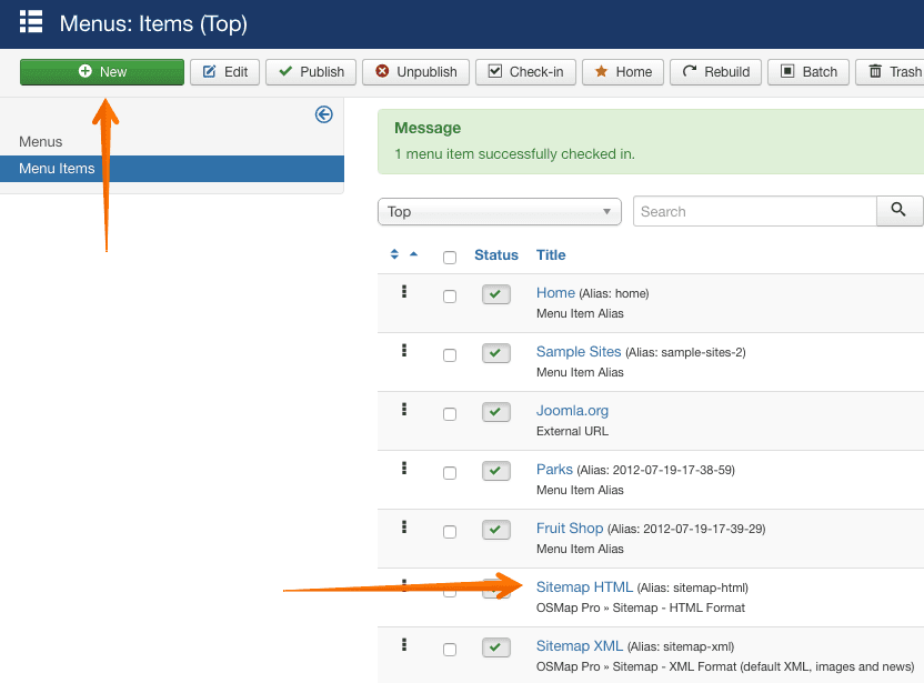 osmap html menu item