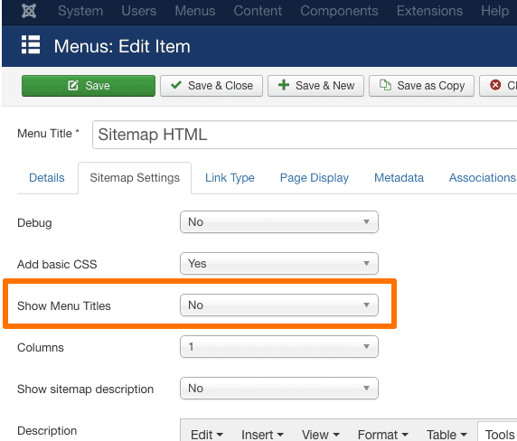 osmap menu params