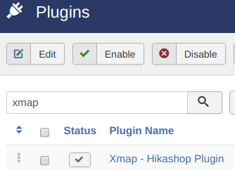 Xmap plugin installed and enabled