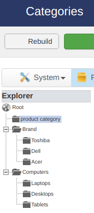 HikaShop category tree