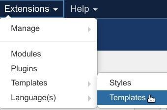 go to extensions templates templates
