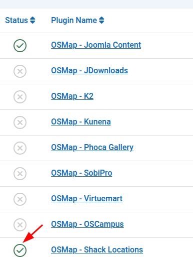 OSMap Pro Shack Locations plugin enabled