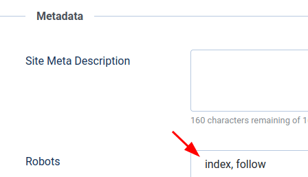 set the robots parameter to index follow